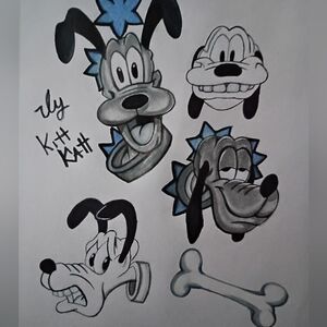 Cartoon Dog Graphic Pet Bandana - Black and Blue